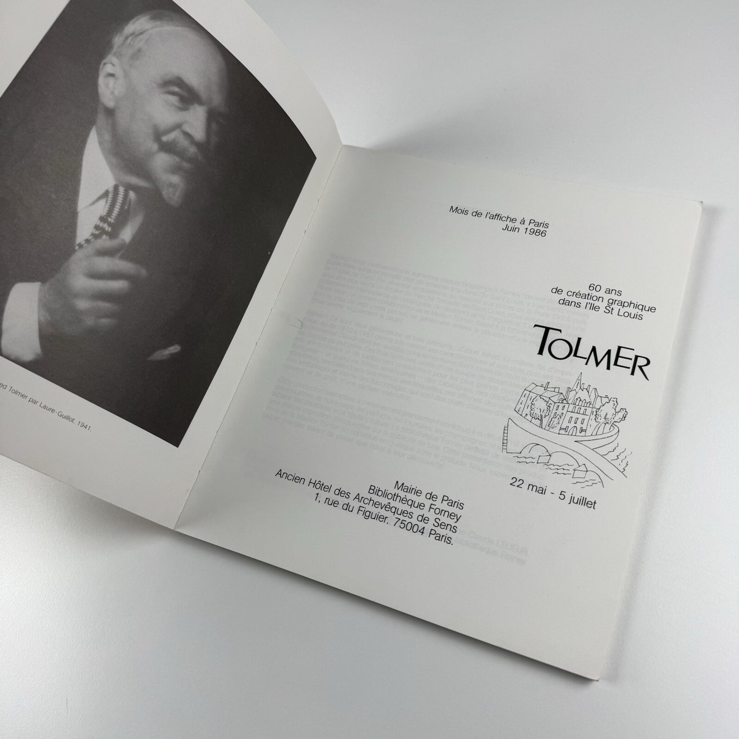 Exposition Tolmer. 60 ans de création graphique dans l'île St Louis | Biblioteque Forney catalogue | Edition Publicitaire Cartonnage, Paris, 1986