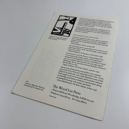 Promotional leaflet for Omega Cuts by Jeremy Greenwood | The Wood Lea Press, 1988