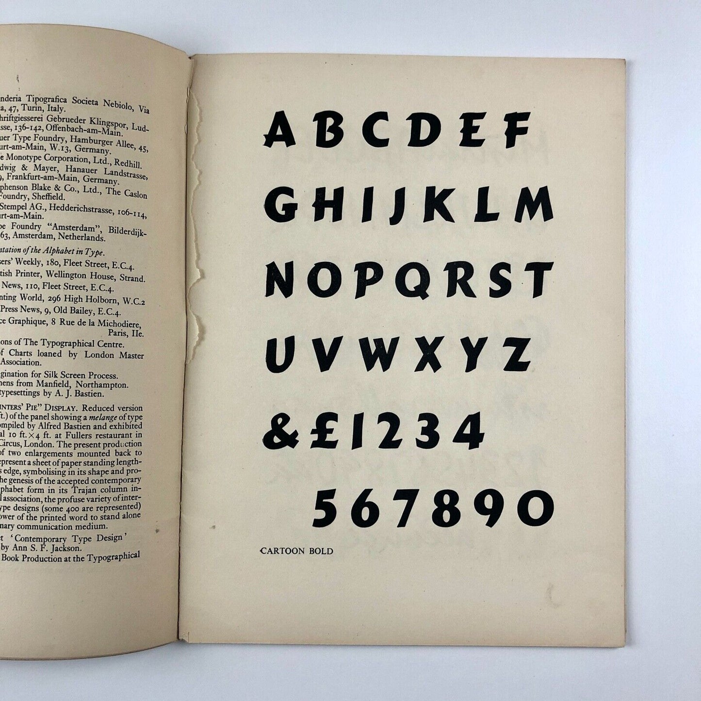 Alphabet in Type LCC type specimen booklet | Whitechapel Art Gallery, 1958