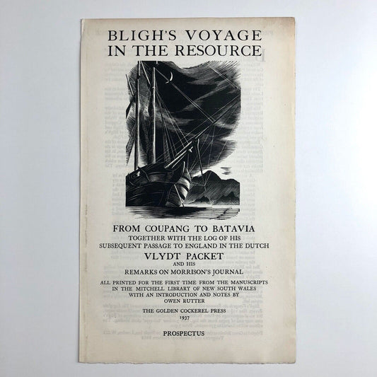 Bligh's Voyage in the Resource | The Golden Cockerel Press prospectus, 1937