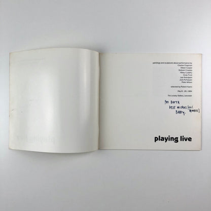 Playing Live: Paintings and sculpture about performance | Selected by Robert Ayres | The Loseby Gallery, 1984 catalogue