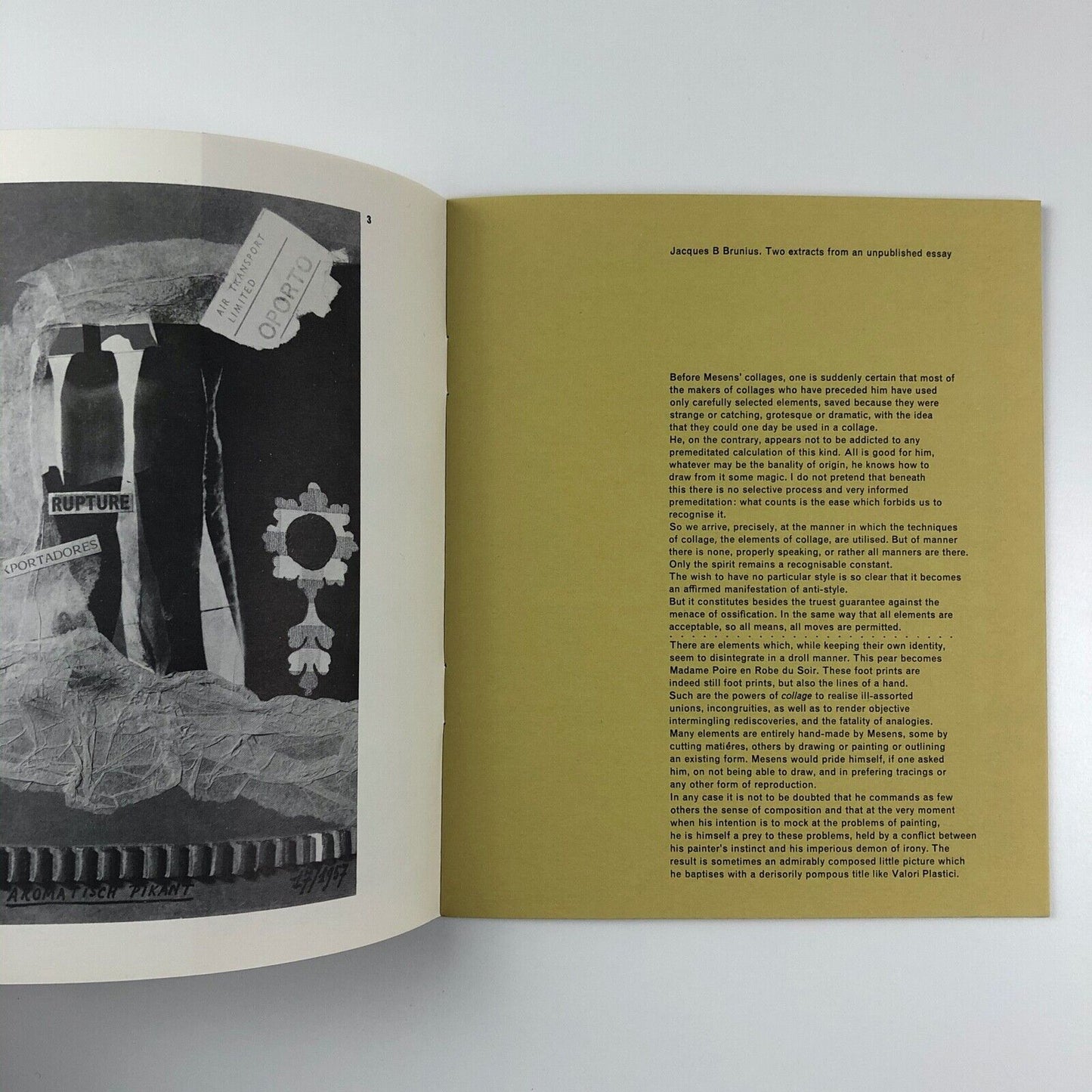 E.L.T. Mesens | Grosvenor Gallery exhibition catalogue | 1961