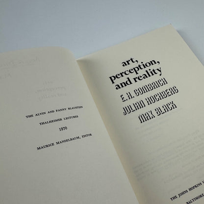 Art, perception and reality by E.H. Gombrich, Julian Hochberg, Max Black | The John Hopkins University Paperbacks, 1973