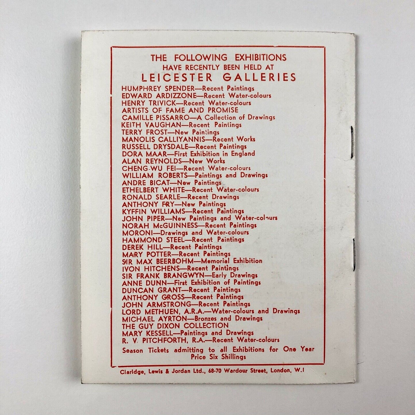 Maurice de Vlaminck Wood-cuts, Lithographs and Etchings | Merlyn Evans New Paintings | Ernest Brown & Phillips, The Leicester Galleries November 1958