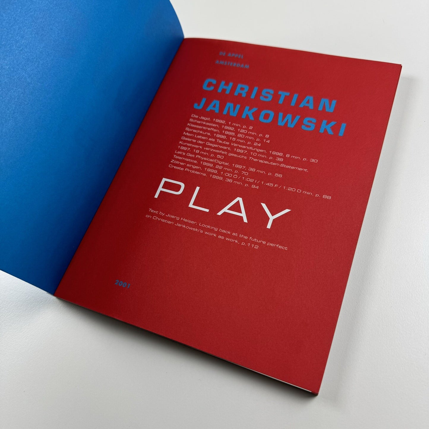 Christian Jankowski. Play | De Appel, Amsterdam 2000 exhibition catalogue