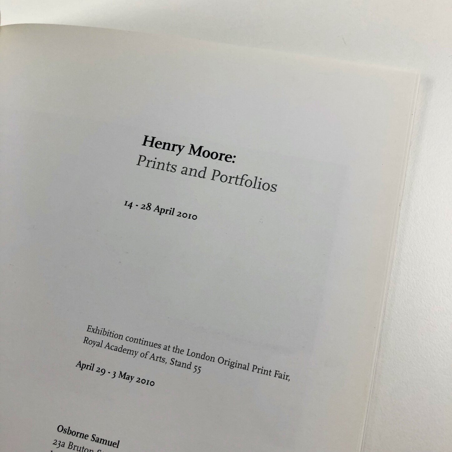 Henry Moore: Prints and Portfolios | Osborne Samuel exhibition catalogue, 2010