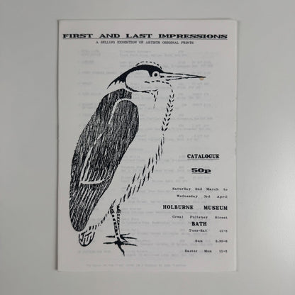 First and Last Impressions | selling exhibition of artists original prints | Holburne Museum, Bath c1970s
