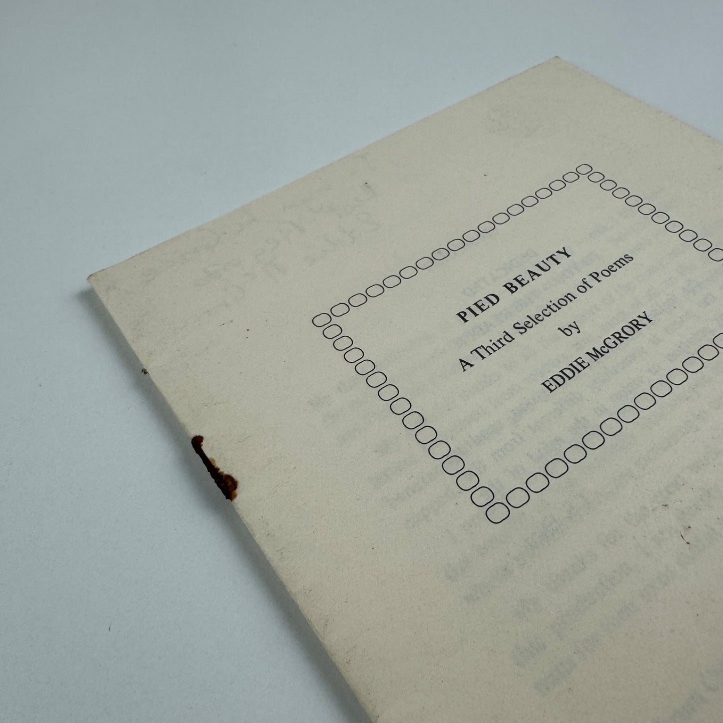 Pied Beauty. A Third Selection of Poems by Eddie McGrory signed 1986 to Lyn Le Grice