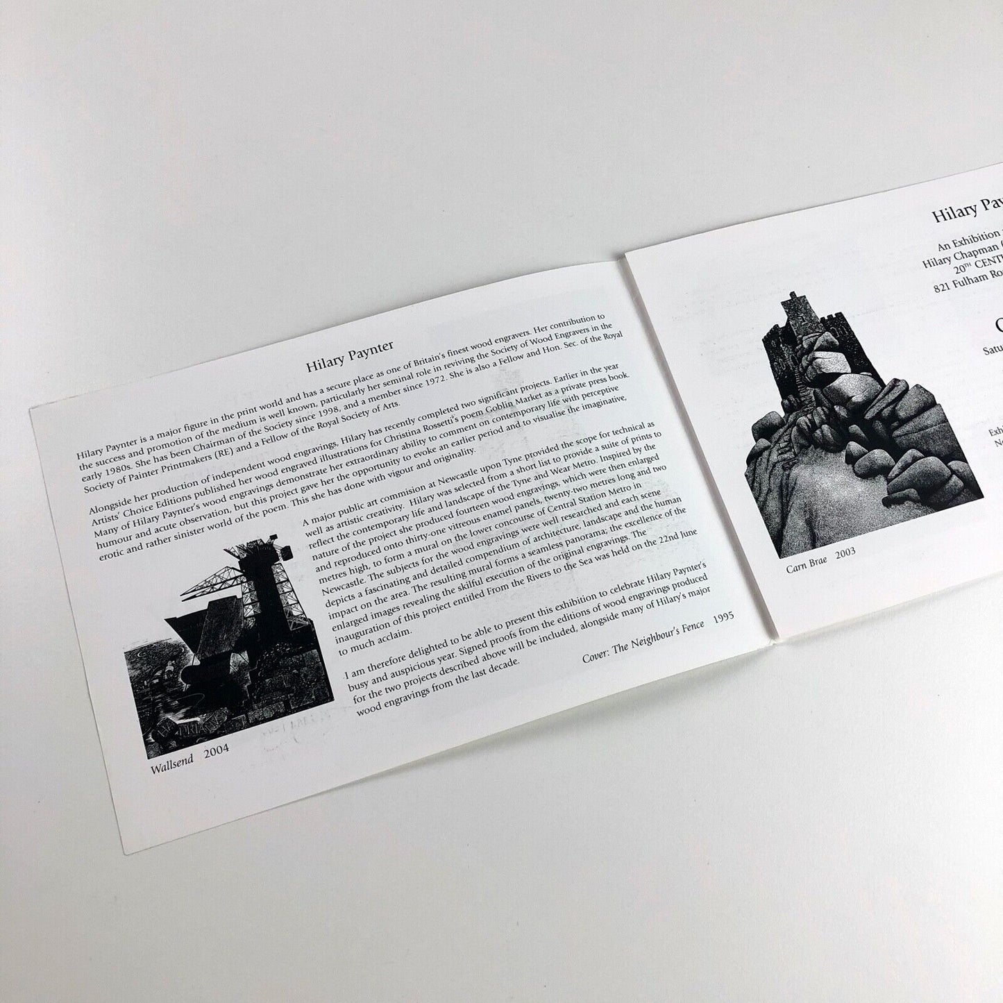 Leaflet for Wood Engravings by Hilary Paynter | 20th Century Gallery, 2004