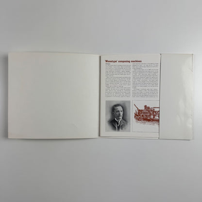 'Monotype' type study leaflets for students: Composition rules, Spacing, 'Monotype' composing machines folder + four leaflets