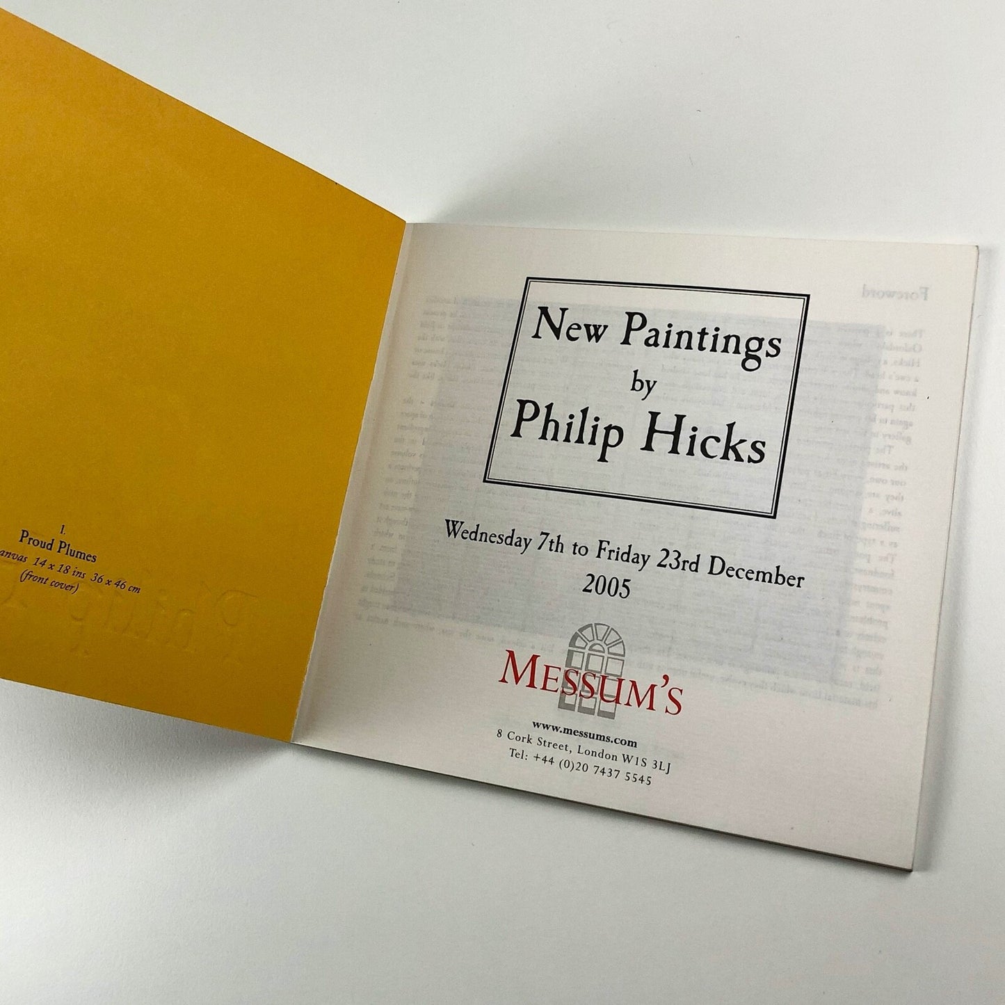 Philip Hicks. New Paintings| Messum's exhibition catalogue, December 2005