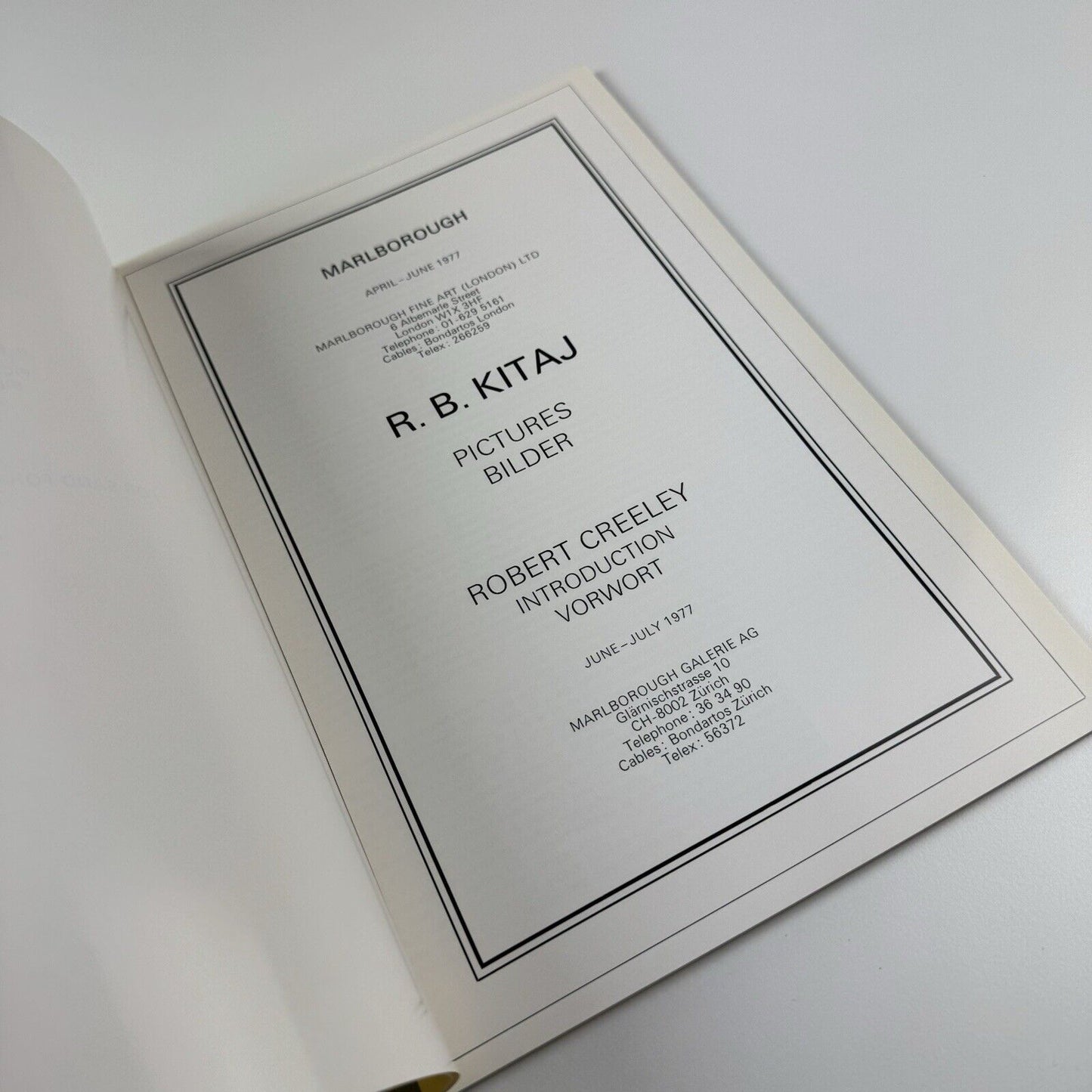 R.B. Kitaj Pictures For Sand for These Years | Marlborough London, 1977 | introduction by Robert Creeley