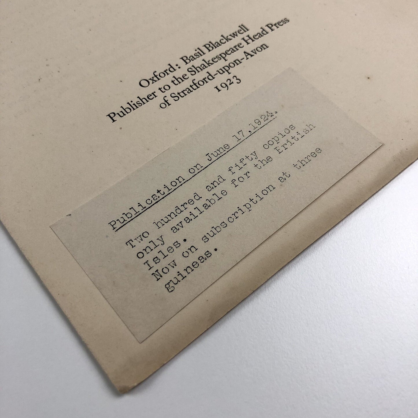Prospectus – Ovyde Hys Booke of Methamorphose | William Caxton | Basil Blackwell 1923