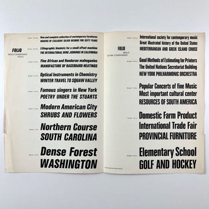 Folio Bold Extra Condensed / Italic | Bauer Alphabets Inc, type specimen leaflet