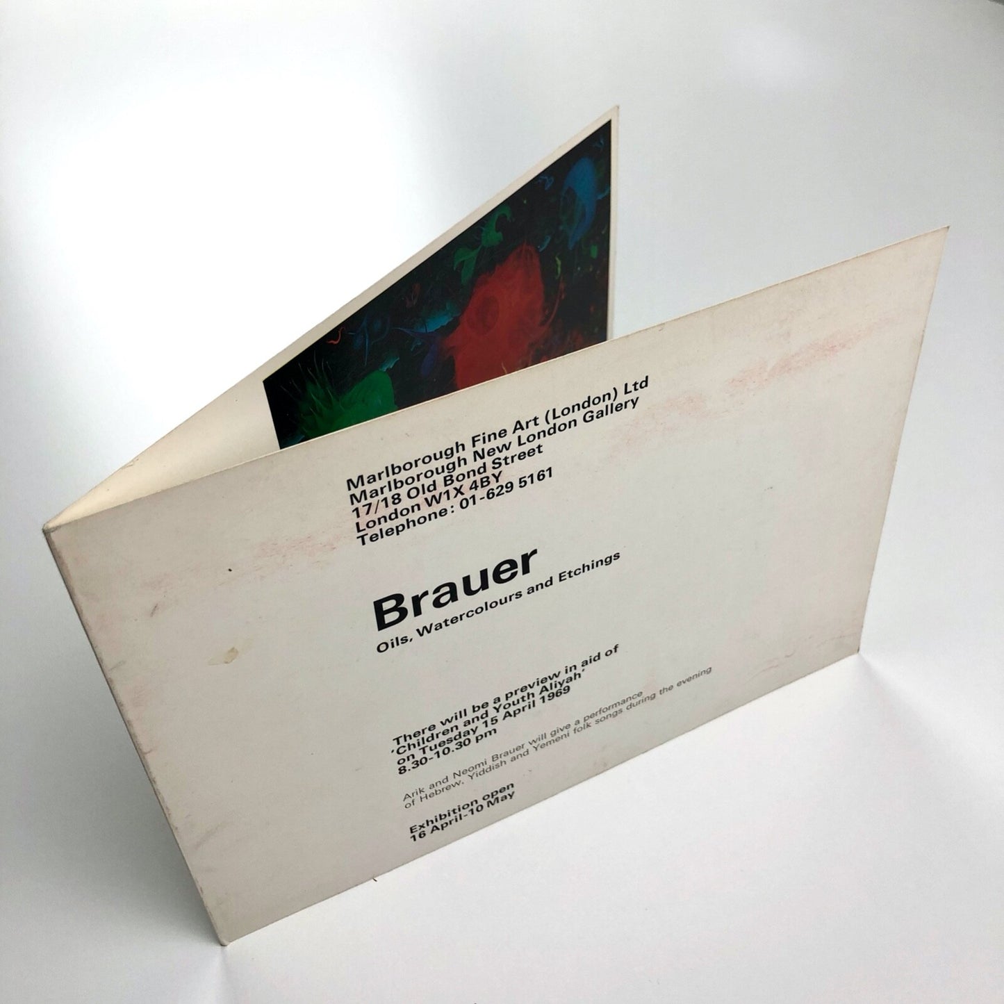 Brauer Oils, Watercolours and Etchings | Marlborough Fine Art promotional card, 1969