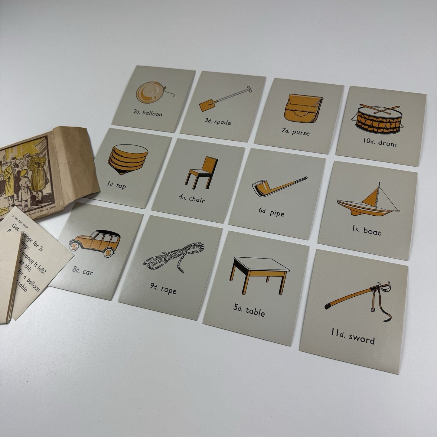 No 6 The Toy Shop educational maths toy | E.J. Arnold c.1950s – 12 cards & 2 leaflets