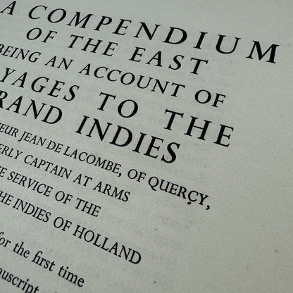 Prospectus – Voyages to the Grand Indies | Jean de Lacombe | Golden Cockerel Press, 1937
