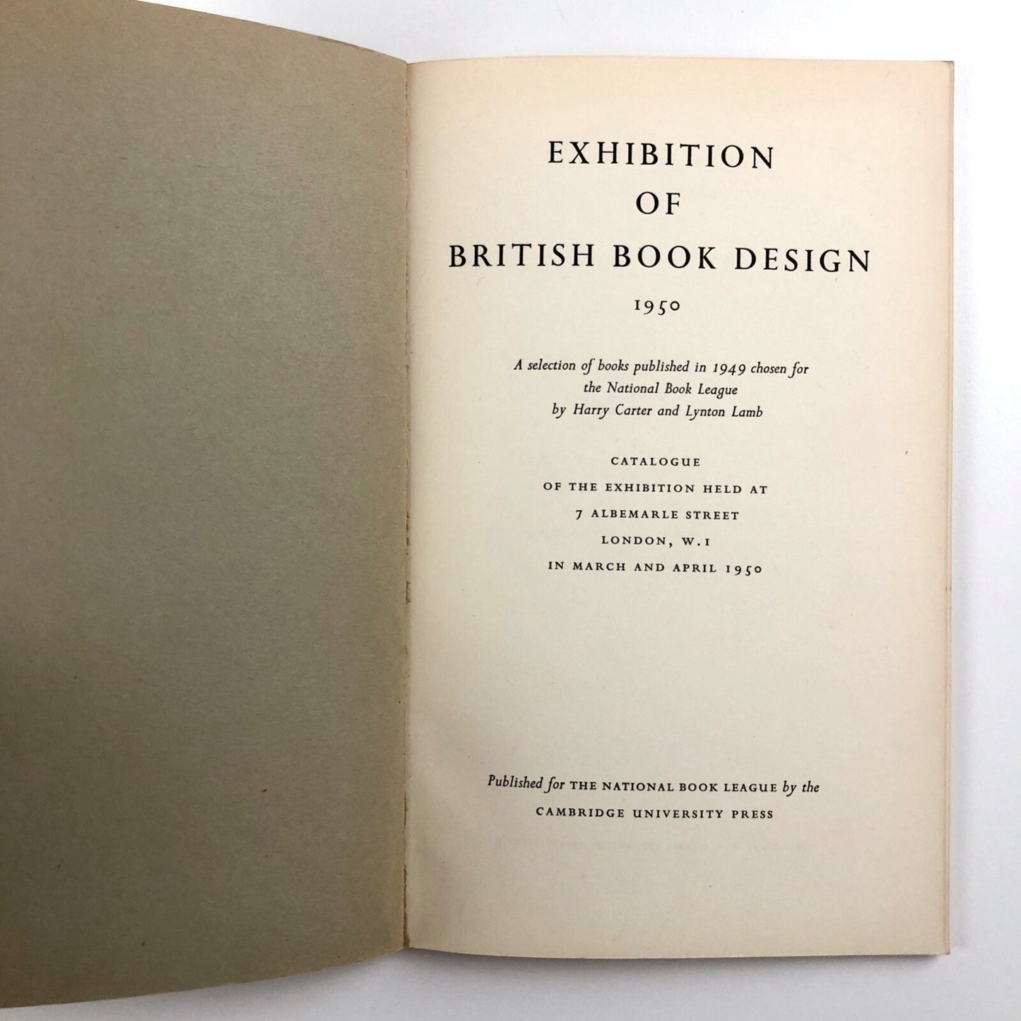 Exhibition of British Book Design | National Book League, 1950 | Harry Carter and Lynton Lamb