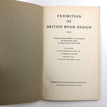 Exhibition of British Book Design | National Book League, 1950 | Harry Carter and Lynton Lamb