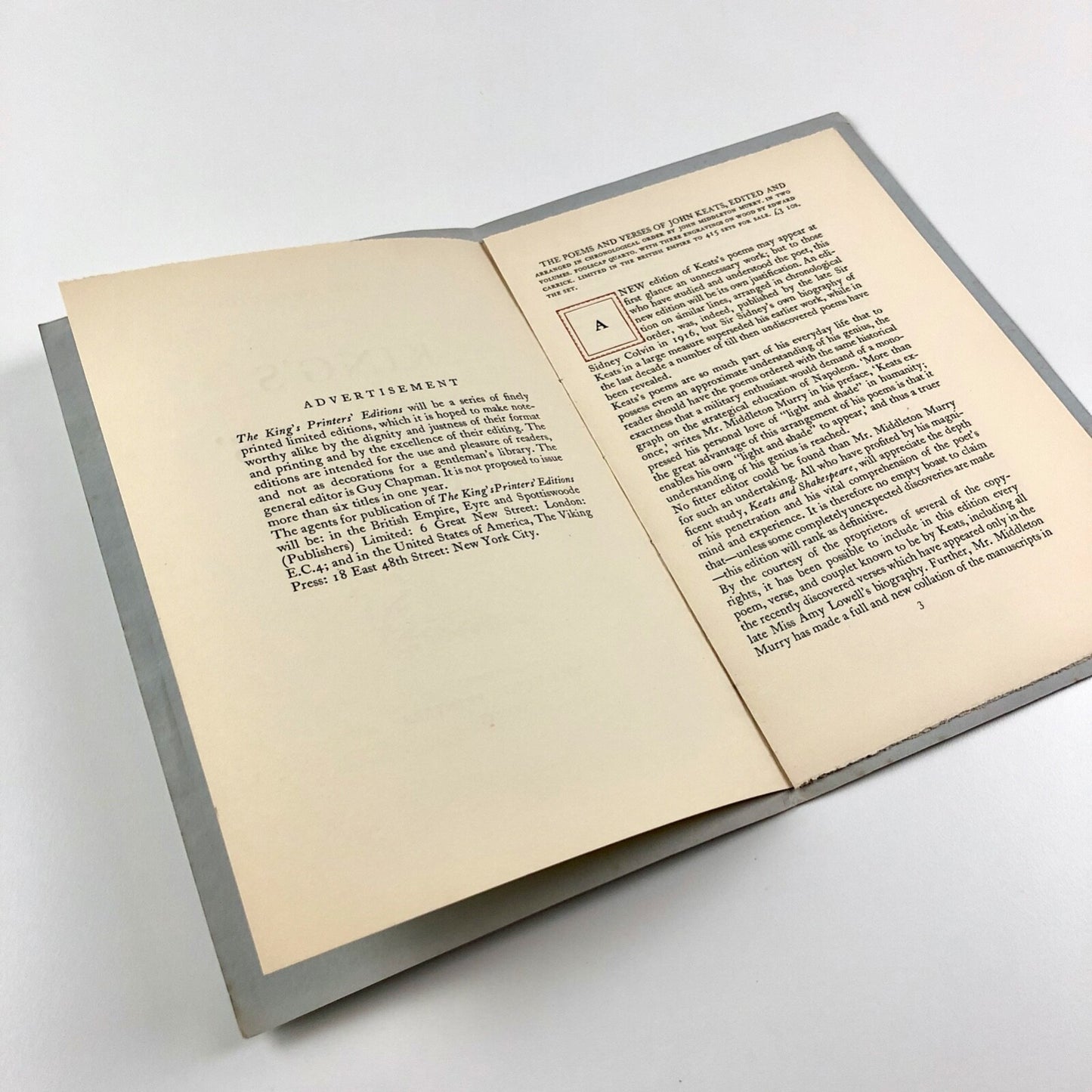 The first prospectus of The King’s Printers’ Editions 1930 Eyre & Spottiswoode