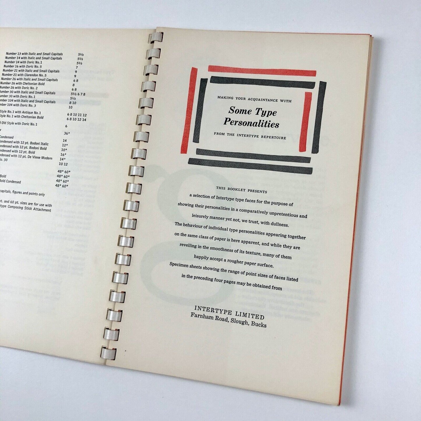 Some Type Personalities | Type specimen brochure, Intertype Limited Slough, 1962
