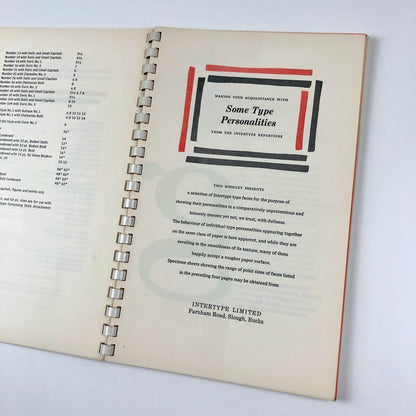 Some Type Personalities | Type specimen brochure, Intertype Limited Slough, 1962