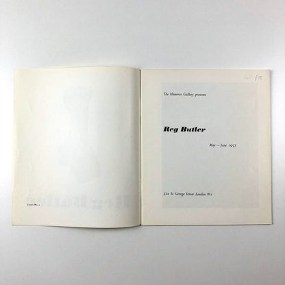 Reg Butler exhibition catalogue | The Hanover Gallery London, 1957