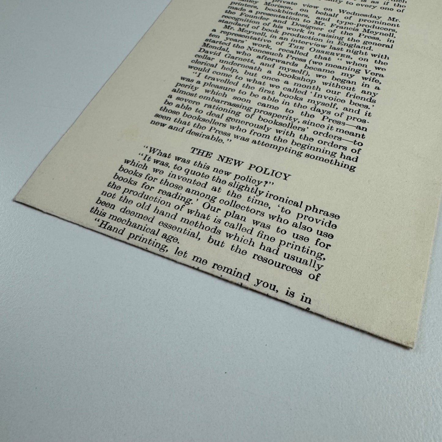 The Nonesuch Press interview with Mr Francis Meynell The Observer 1933