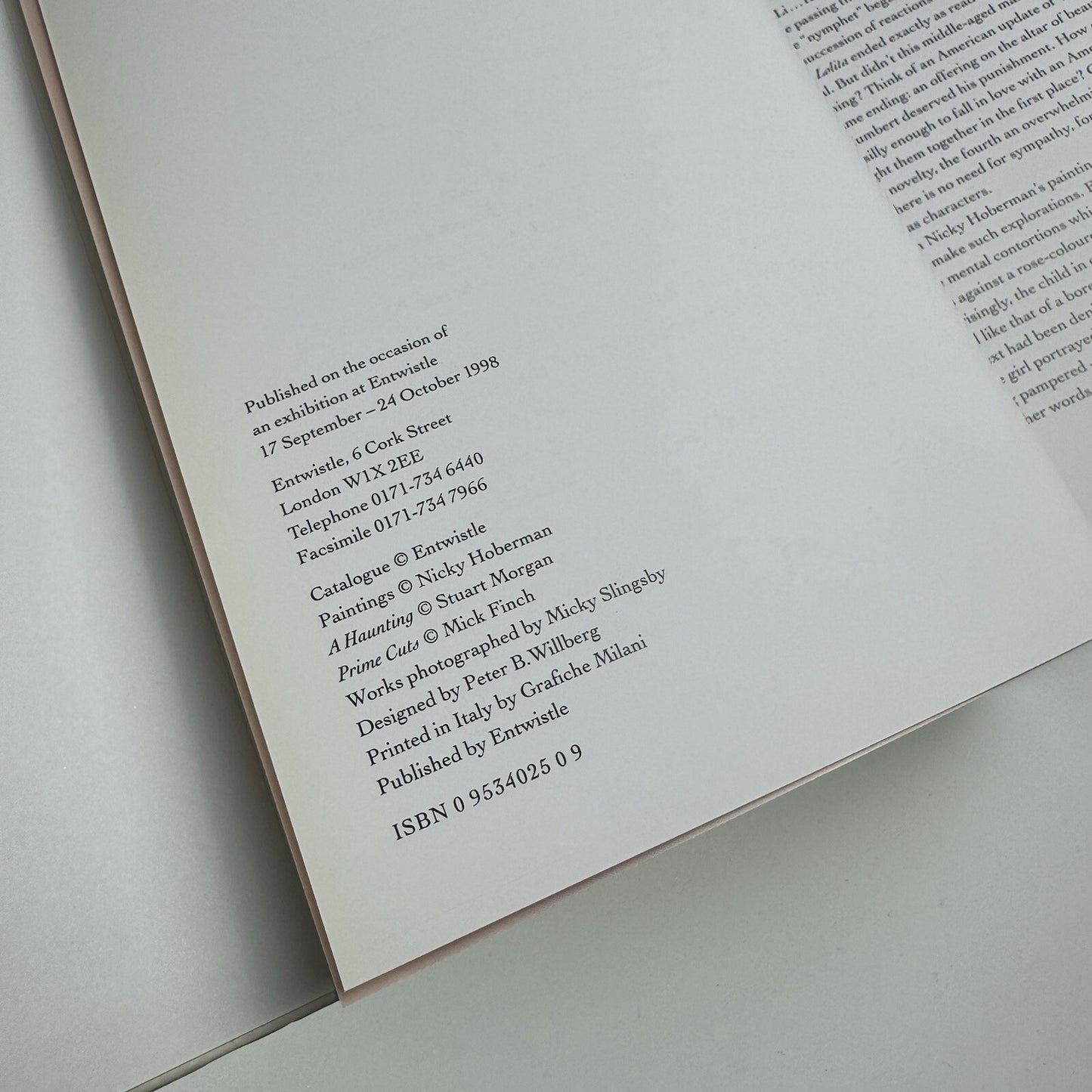 Nicky Hoberman | Entwistle London exhibition catalogue, 1998