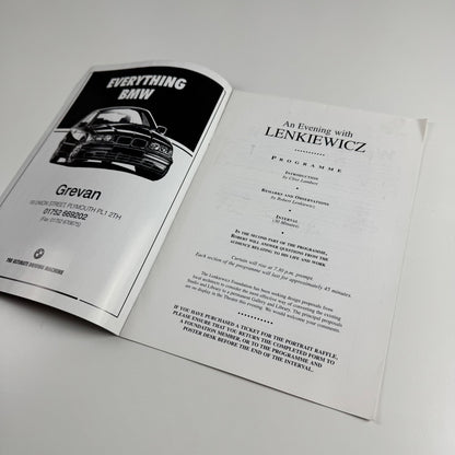 Programme: An evening with Lenkiewicz | Theatre Royal Plymouth 28 April 1996