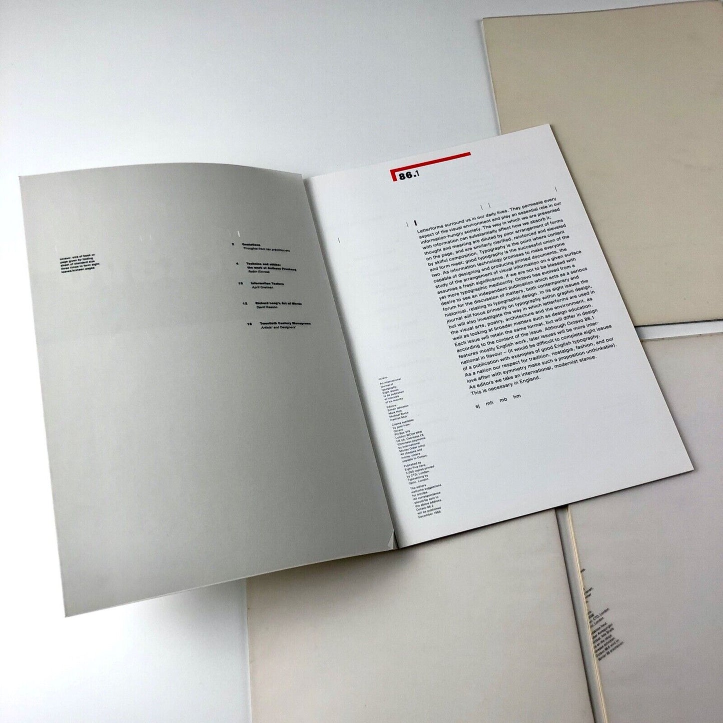 Octavo Journal of Typography seven issues 86.1 to 90.7 (excluding issue 8 on CD)
