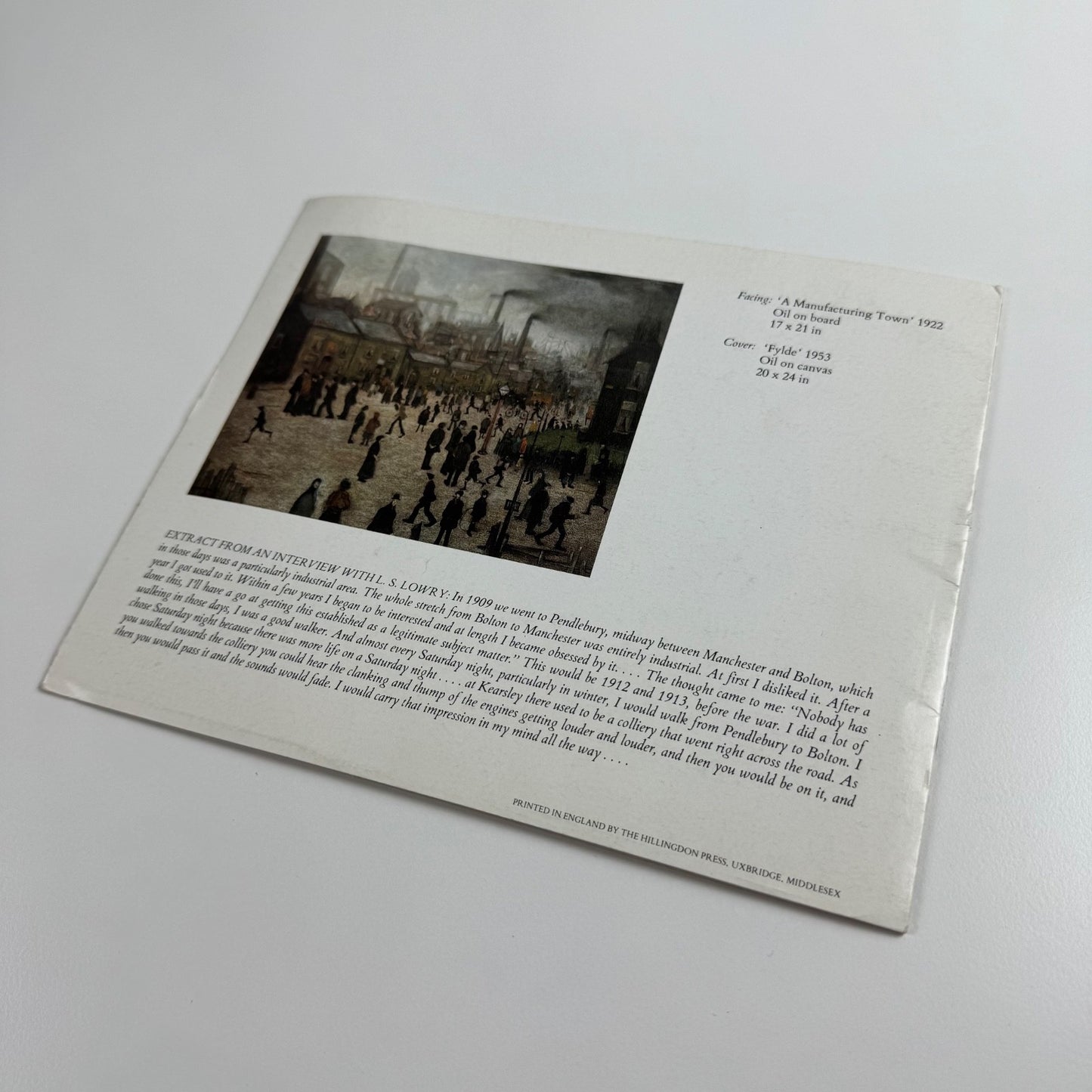 Promotional leaflet for 32 Major Works by L.S. Lowry | Crane Kalman Gallery 1982