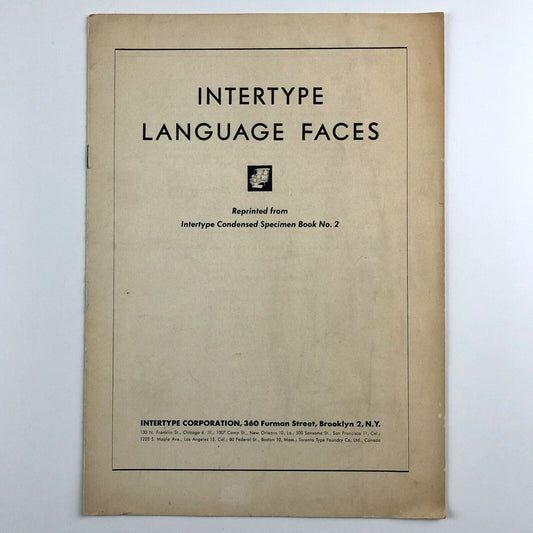 Intertype Language Faces | Reprinted from Intertype Condensed Specimen Book No. 2, 1946