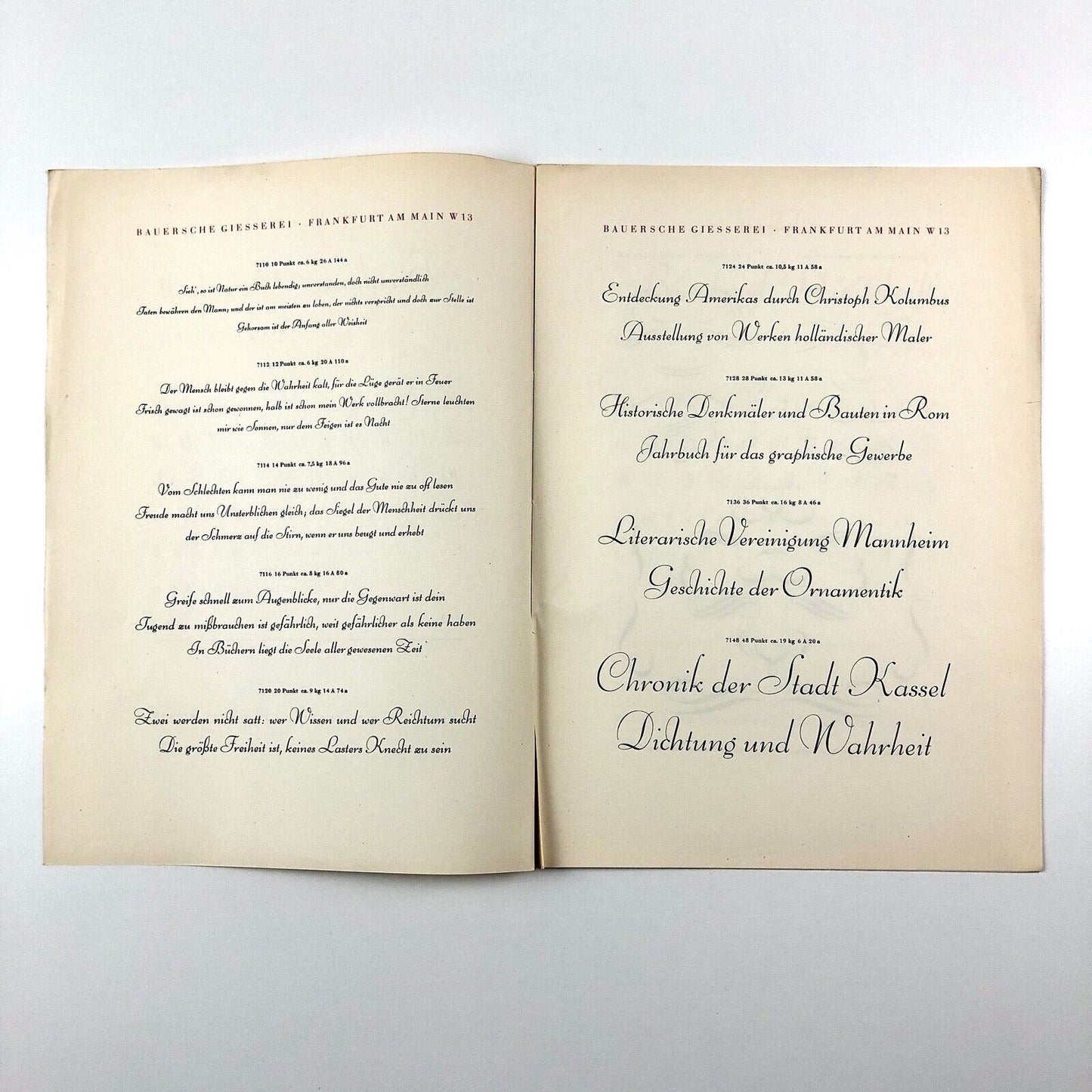 Bernhard-Schönschrift zart und kräftig type specimen folder and inserts | design by Lucian Bernhard | Bauersche Giesserei, undated