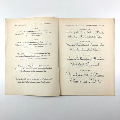 Bernhard-Schönschrift zart und kräftig type specimen folder and inserts | design by Lucian Bernhard | Bauersche Giesserei, undated