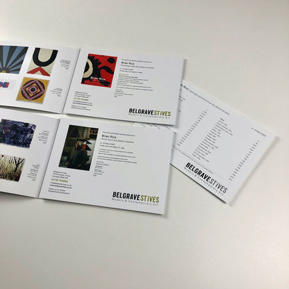 Brian Rice – 2017 Prints / Paintings from the Artist's Archive | Two folded cards with price list, Belgrave Gallery, 2017