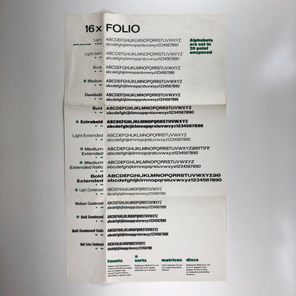 Soldans type specimen – broadsheet and related letter | '16 x Bauer Folio' | West Germany, July 1966