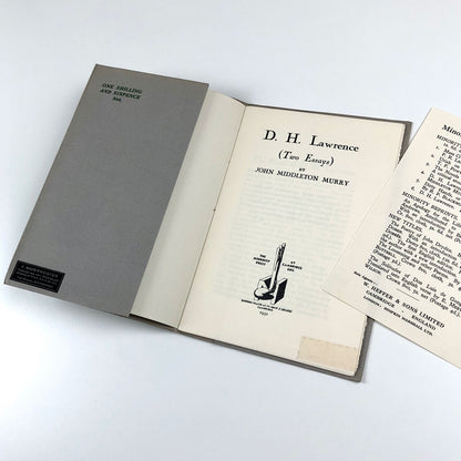 D.H. Lawrence (Two Essays) John Middleton Murry | Cover design by Raymond McGrath