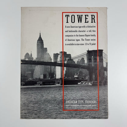 Tower – type specimen sheet for American Type Founders ATF | Undated, presumed 1930s