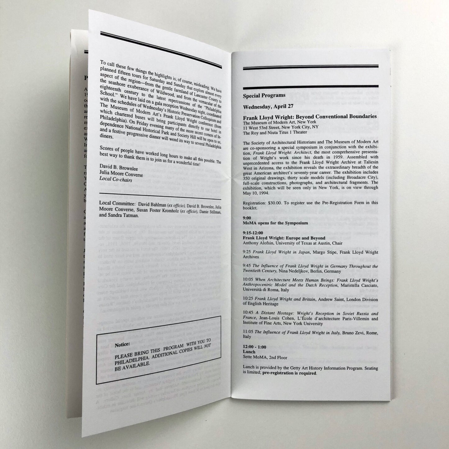 SAH – Society of Architectural Historians | 47th Annual Meeting leaflet, 1994