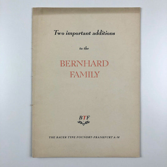 Two important additions to the Bernhard Family | Bauer Type Foundry type specimen booklet