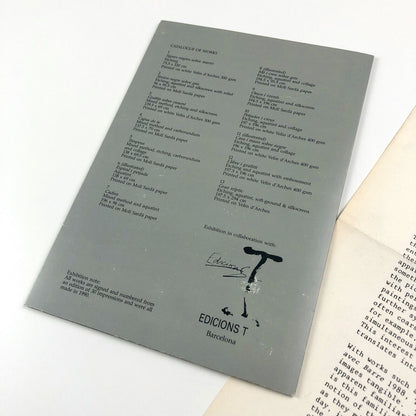 Folding card for Antoni Tapies Redfern Gallery 1992 | also typed insert for Antoni Tapies Sculpture Waddington Galleries 1991