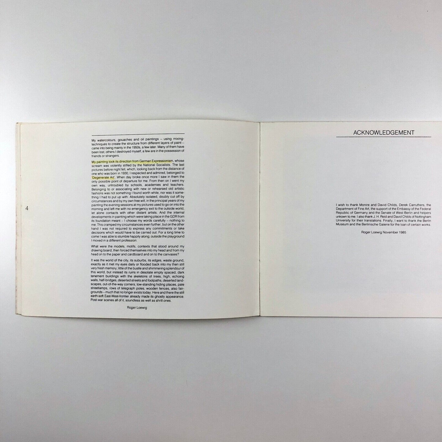 Roger Loweig paintings drawings etchings lithographs Trent Polytechnic 1985