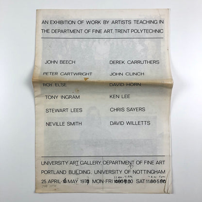 An Exhibition of Work by Artists... | Department of Fine Art, Trent Polytechnic exhibition leaflet, 1975