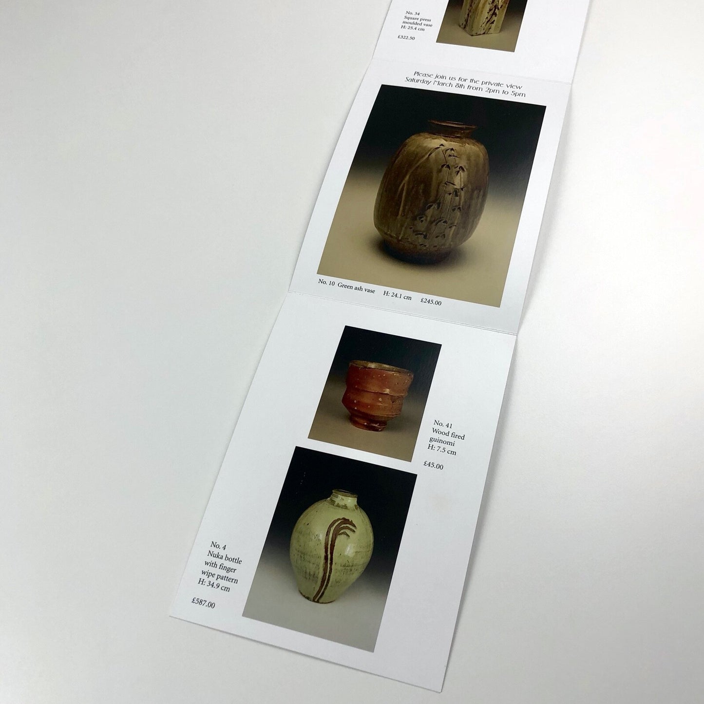 Phil Rogers | St Ives Ceramics | Folded exhibition card