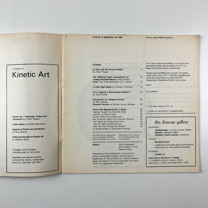 Form No. 2 art magazine | Philip Steadman, Frank Popper | 1st September 1966