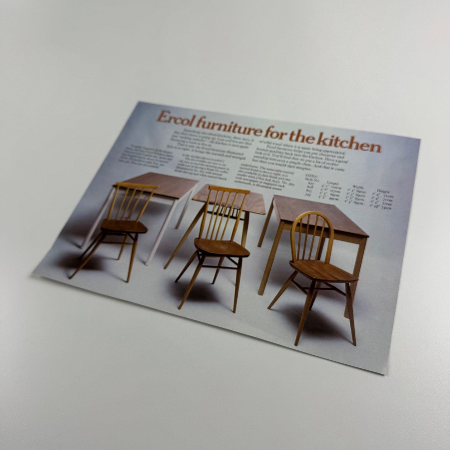 Ercol furniture for the kitchen. Single sheet leaflet undated, presumed 1970/80