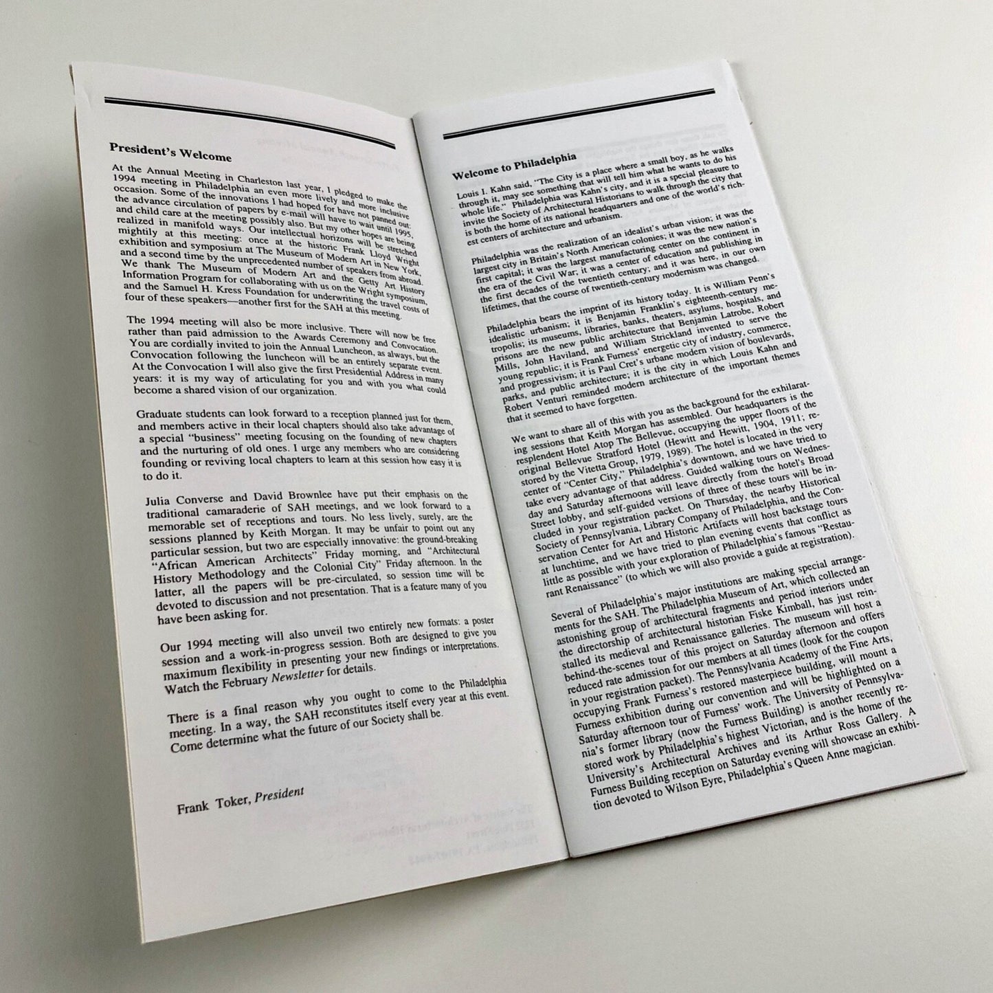 SAH – Society of Architectural Historians | 47th Annual Meeting leaflet, 1994