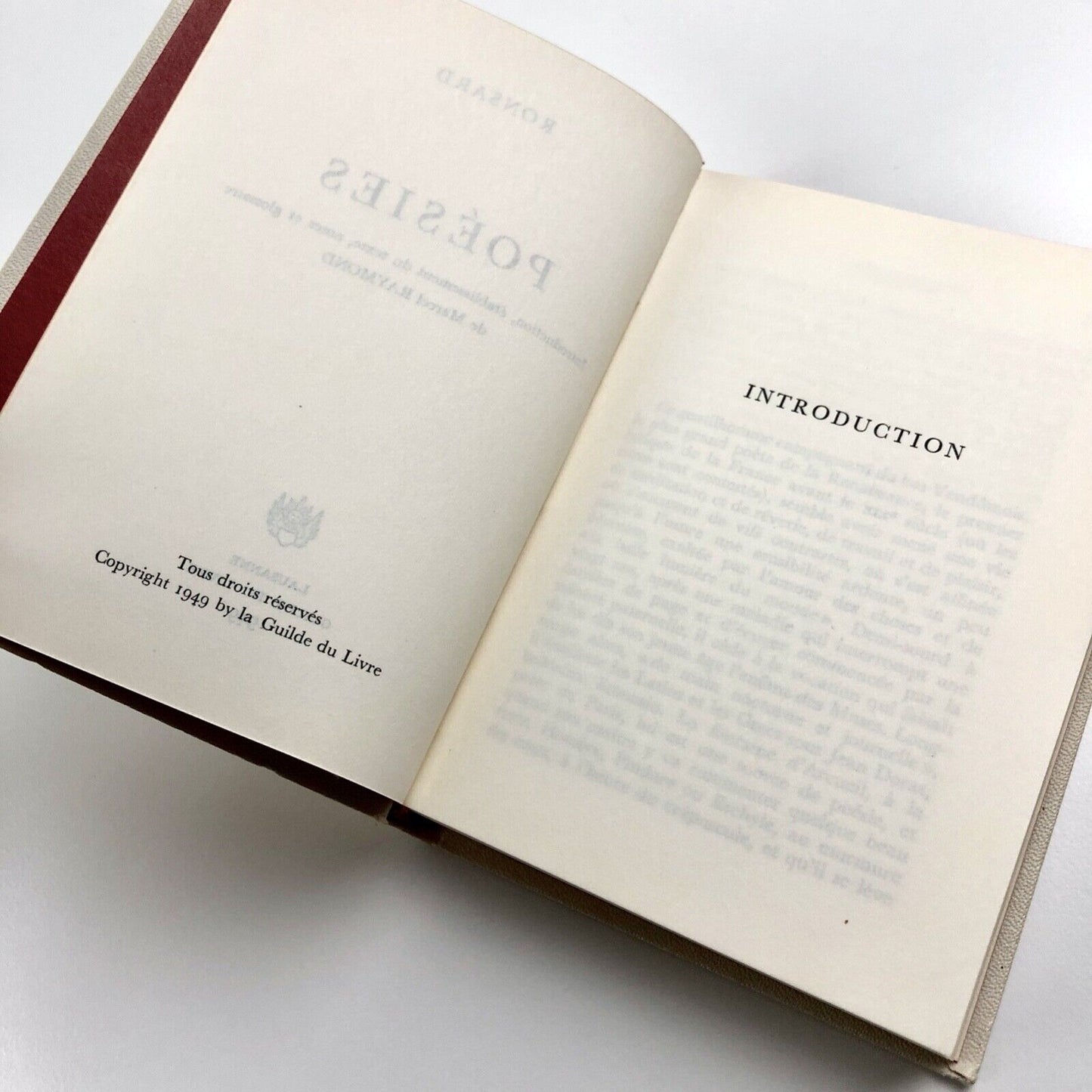 Poésies by Pierre de Ronsard | intro Marcel Raymond | Guilde du Livre, 1949