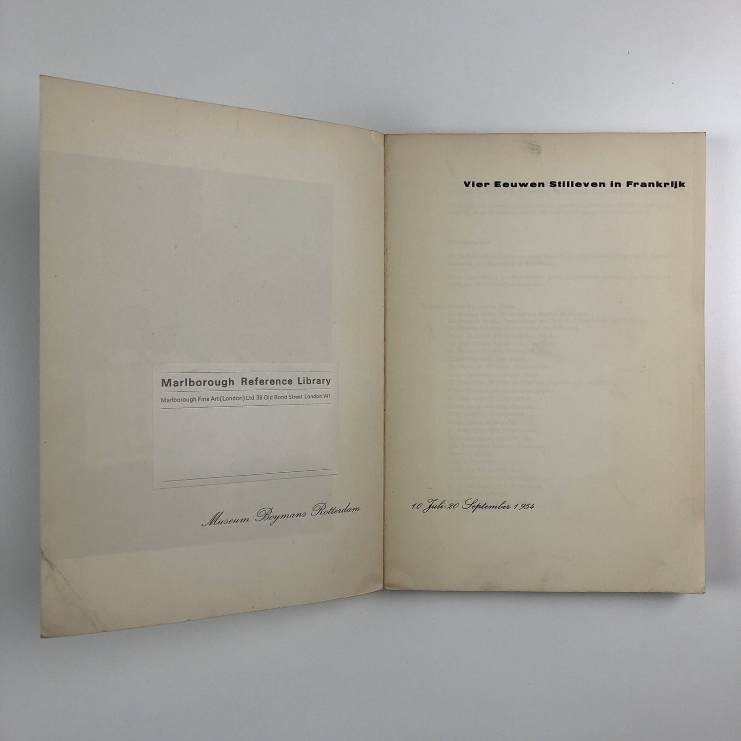 Vier Eeuwen Stilleven in Frankrijk | Museum Boymans, Rotterdam 1954
